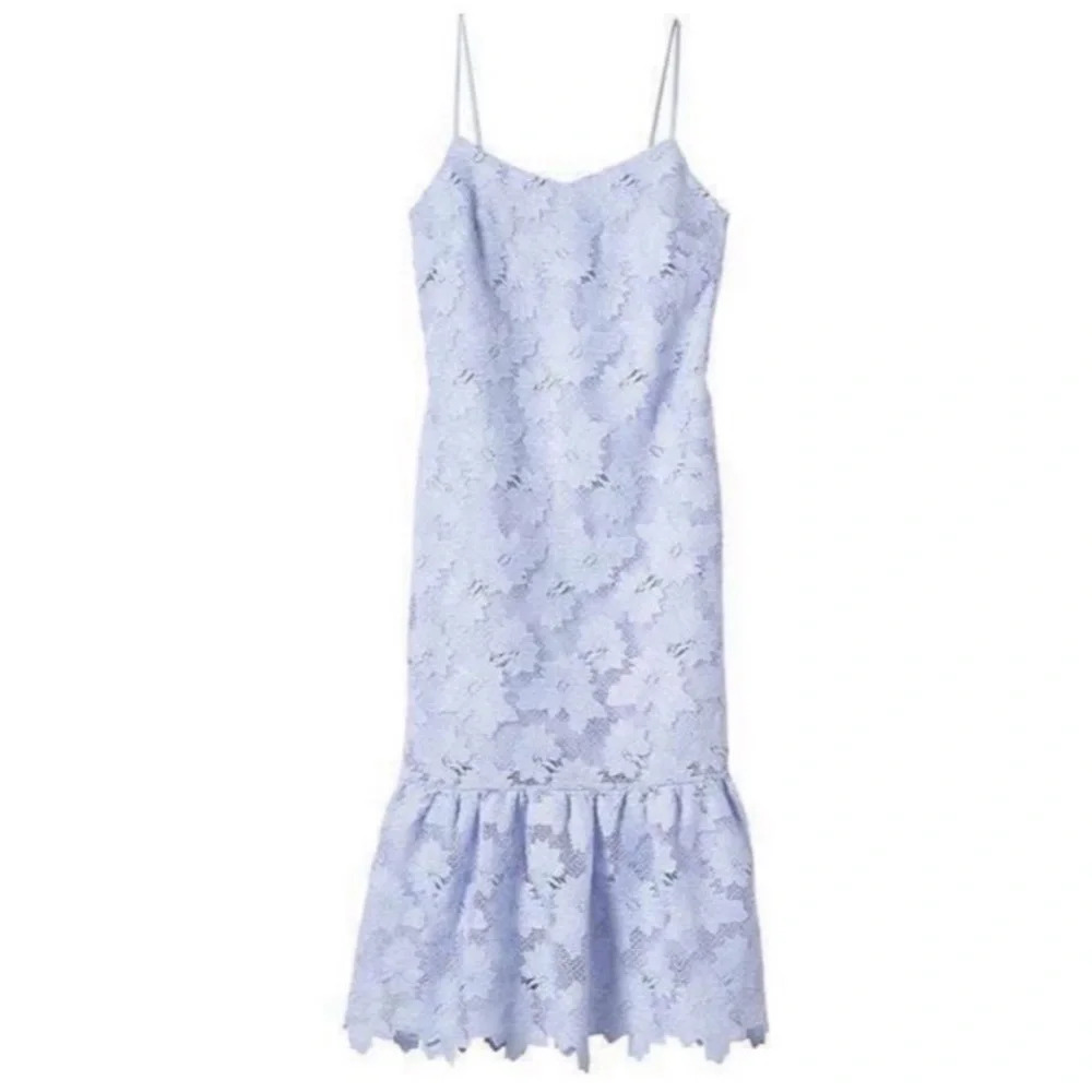 NWT Banana Republic Lace Midi Dress Sleeveless
Flounce Hem Periwinkle Baby Blue